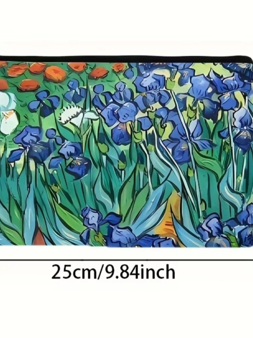 Floral Blue Iris Print Zip Pouch